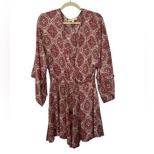 Lovestitch Red Paisley Flowy Romper Size M